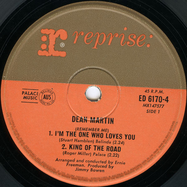 Dean Martin : (Remember Me) I'm The One Who Loves You (7", EP, Mono)
