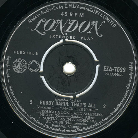 Bobby Darin : That's All - Volume 1 (7", EP)