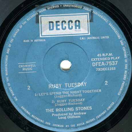The Rolling Stones : Ruby Tuesday (7", EP)