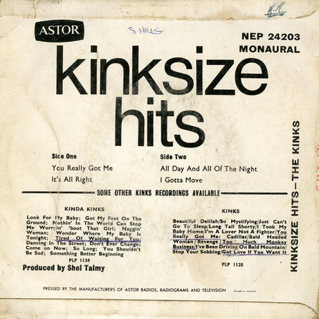 The Kinks : Kinksize Hits (7", EP, Mono)