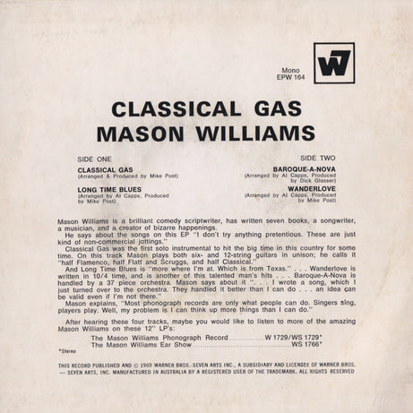 Mason Williams : Classical Gas (7", EP)
