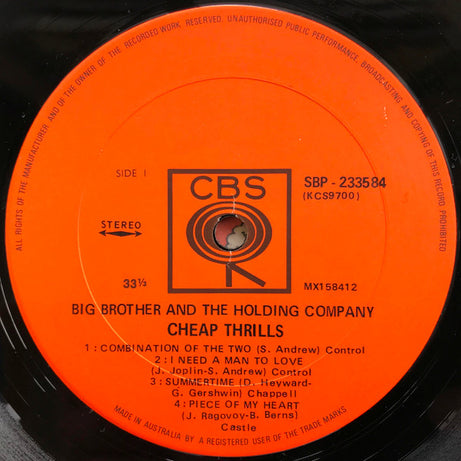 Big Brother & The Holding Company : Cheap Thrills (LP, Album, RE)