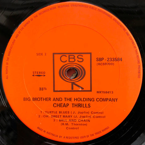 Big Brother & The Holding Company : Cheap Thrills (LP, Album, RE)