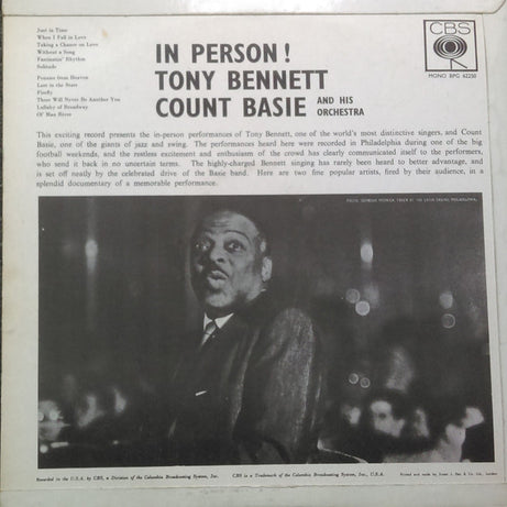 Tony Bennett With Count Basie And His Orchestra* : In Person! (LP, Album, Mono, RE)