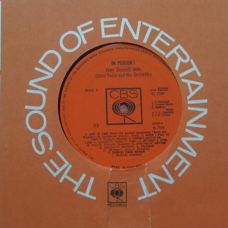 Tony Bennett With Count Basie And His Orchestra* : In Person! (LP, Album, Mono, RE)