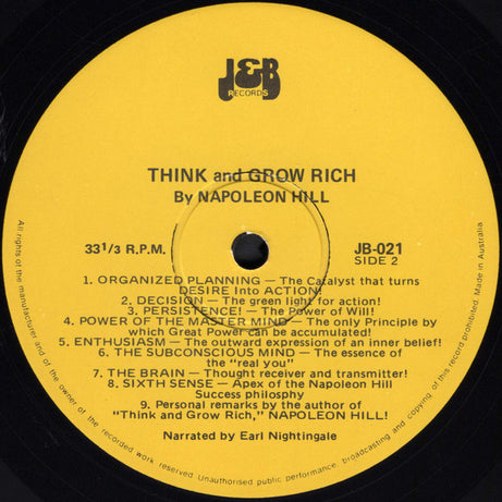 Napoleon Hill : Earl Nightingale : Think And Grow Rich (LP)