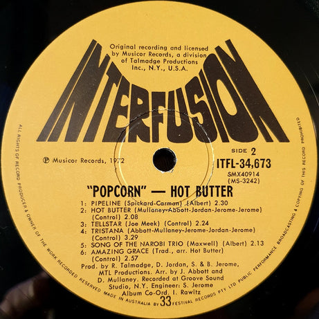 Hot Butter : Popcorn (LP, Album, Tan)