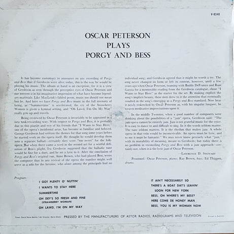 Oscar Peterson : Plays Porgy And Bess (LP, Album, Mono)