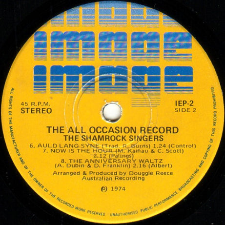 The Shamrock Singers : The All Occasion Party Record (7", EP)