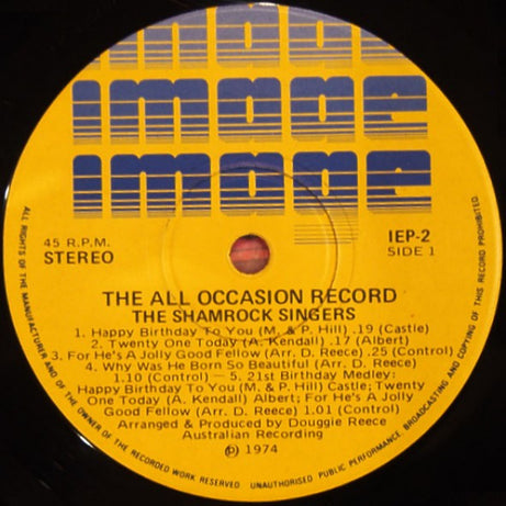 The Shamrock Singers : The All Occasion Party Record (7", EP)