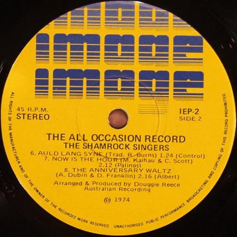 The Shamrock Singers : The All Occasion Party Record (7", EP)