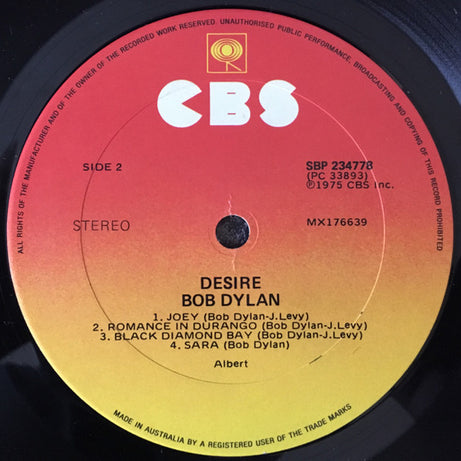 Bob Dylan : Desire (LP, Album, Gat)