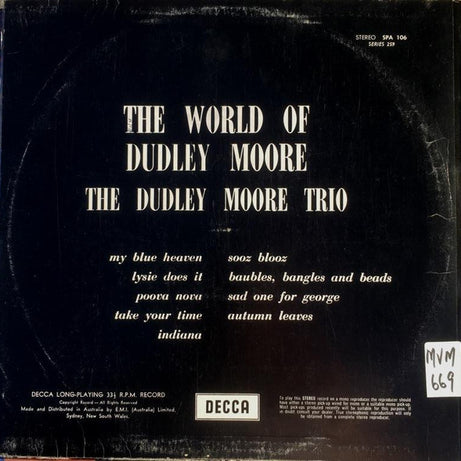 Dudley Moore Trio : The World Of Dudley Moore (LP, Album)