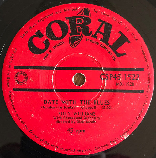 Billy Williams (5) : I'm Gonna Sit Right Down And Write Myself A Letter / Date With The Blues (7")