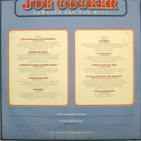 Joe Cocker : Jamaica Say You Will (LP, Album, Mon)