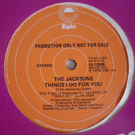 The Jacksons : Shake Your Body (Down To The Ground) / Things I Do For You (12", Promo)
