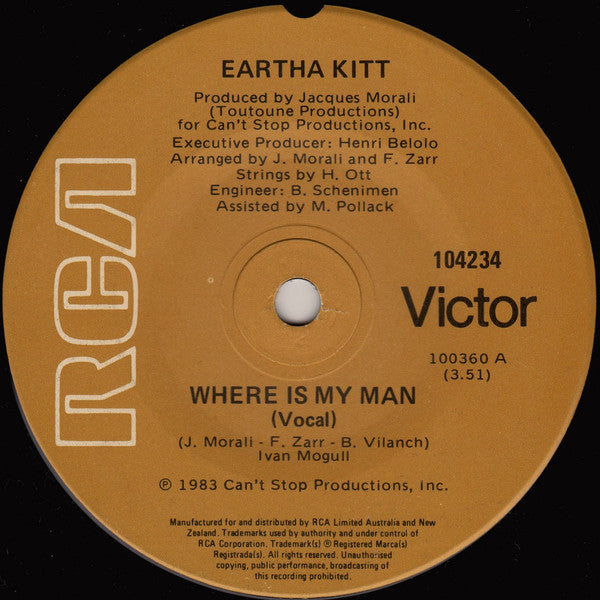 Eartha Kitt : Where Is My Man (7", Single)