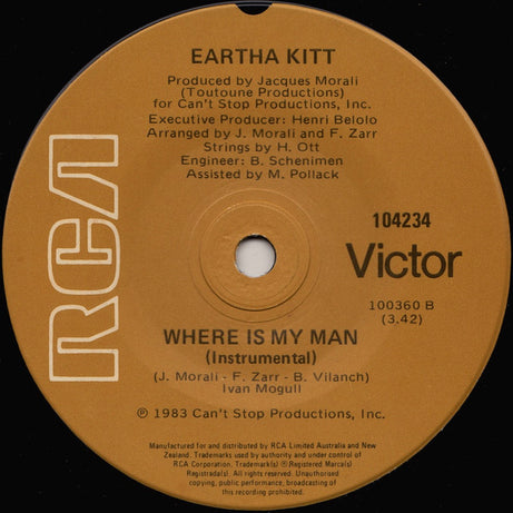 Eartha Kitt : Where Is My Man (7", Single)