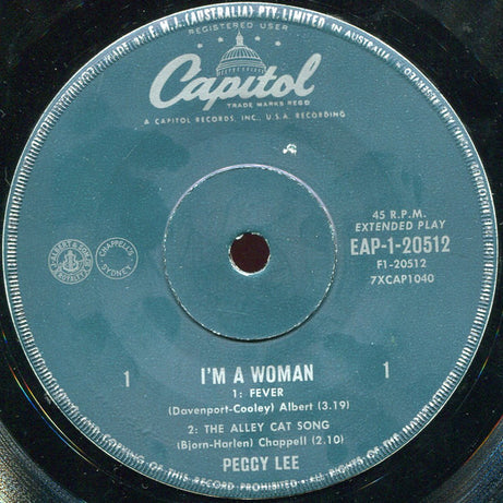 Peggy Lee : I'm A Woman (7", EP, Mono)