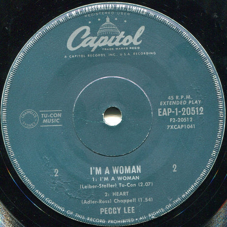 Peggy Lee : I'm A Woman (7", EP, Mono)