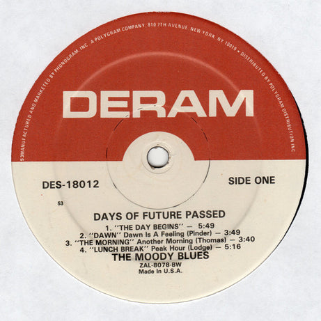 The Moody Blues With The London Festival Orchestra Conducted By Peter Knight (5) : Days Of Future Passed (LP, Album, RE, 53 )