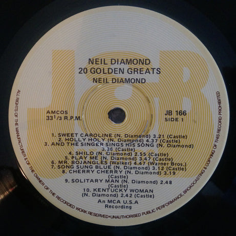 Neil Diamond : 20 Golden Greats (LP, Comp)