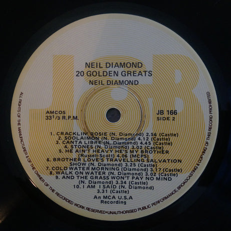 Neil Diamond : 20 Golden Greats (LP, Comp)