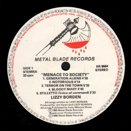 Lizzy Borden : Menace To Society (LP, Album)