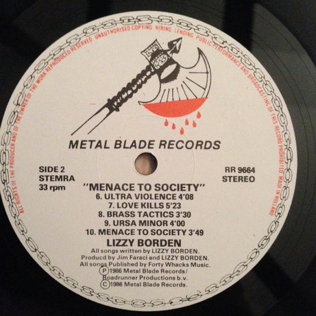 Lizzy Borden : Menace To Society (LP, Album)