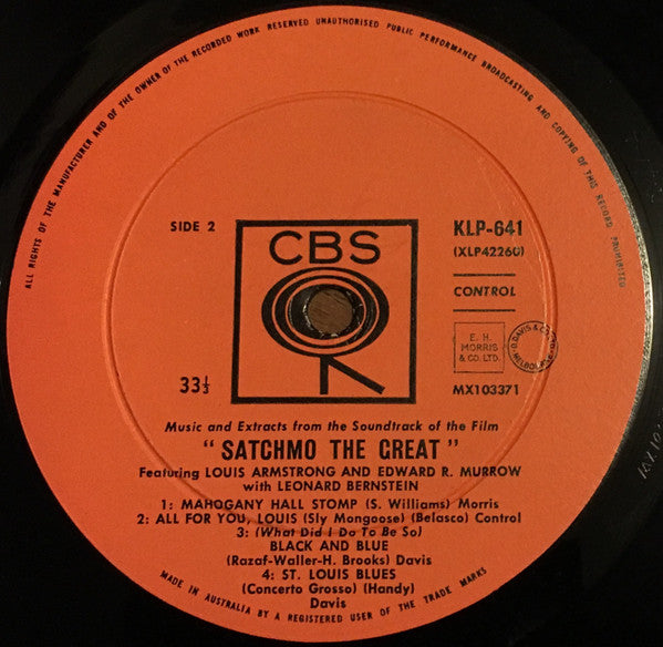 Louis Armstrong and Edward R. Murrow With Leonard Bernstein : Satchmo The Great (LP, Mono, RE)