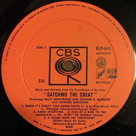 Louis Armstrong and Edward R. Murrow With Leonard Bernstein : Satchmo The Great (LP, Mono, RE)
