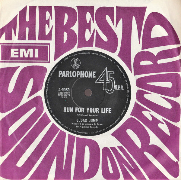Judas Jump : Run For Your Life (7", Single, Mono)