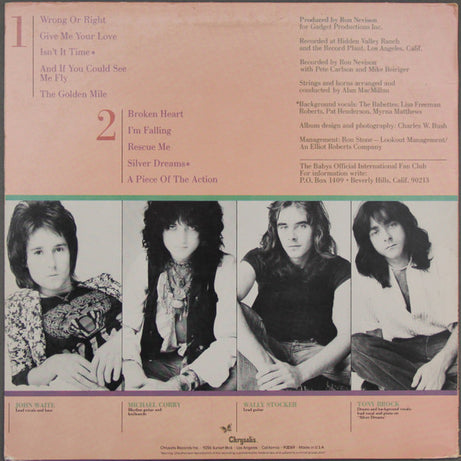 The Babys : Broken Heart (LP, Album, San)