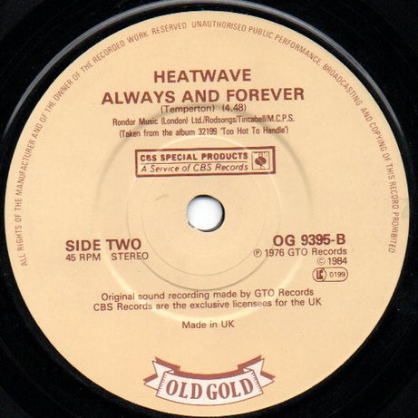 Heatwave : Boogie Nights / Always And Forever (7", Single, RE)