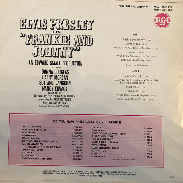 Elvis* : Frankie And Johnny (LP, Mono)