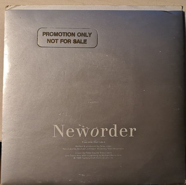 New Order : Fine Time (7", Single, Promo)