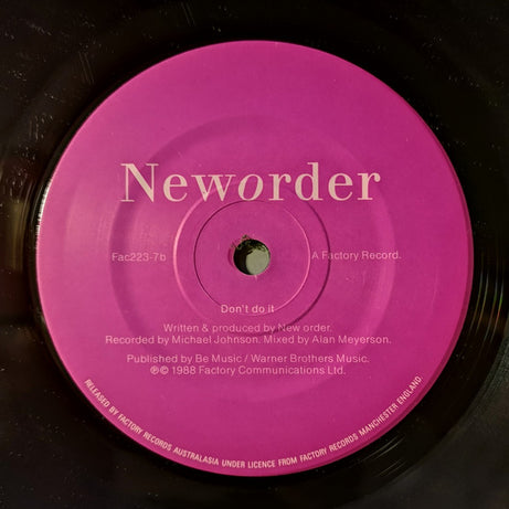 New Order : Fine Time (7", Single, Promo)