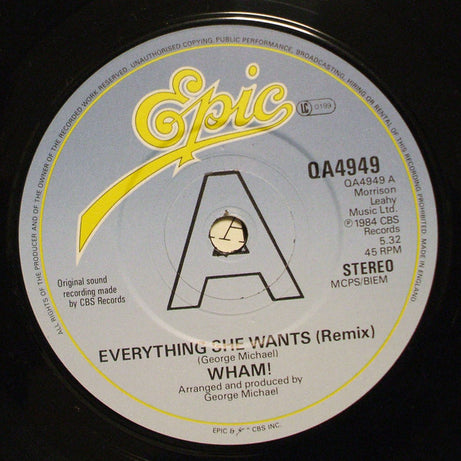 Wham! : Everything She Wants (Remix) / Last Christmas (7", Single, Glo)