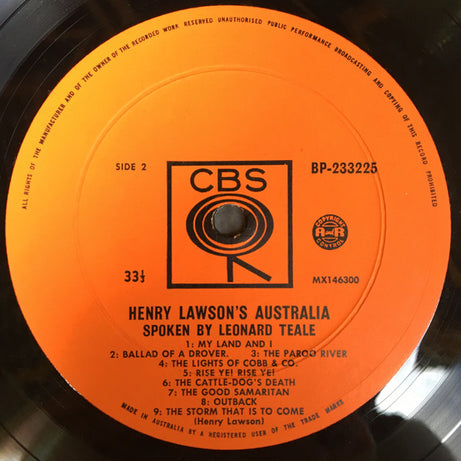 Henry Lawson, Leonard Teale : Henry Lawson's Australia Spoken By Leonard Teale (LP, Mono)