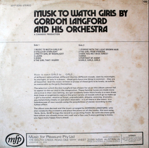 Gordon Langford And His Orchestra : Music To Watch Girls By (LP, Album)