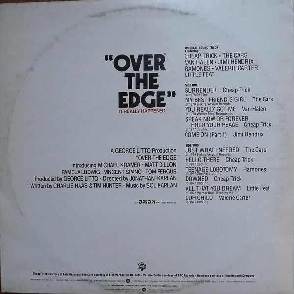 Various : Over The Edge (Original Sound Track) (LP, Comp)