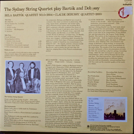 The Sydney String Quartet, Béla Bartók, Claude Debussy : The Sydney String Quartet Play Bartók And Debussy (LP, Album, Aud)
