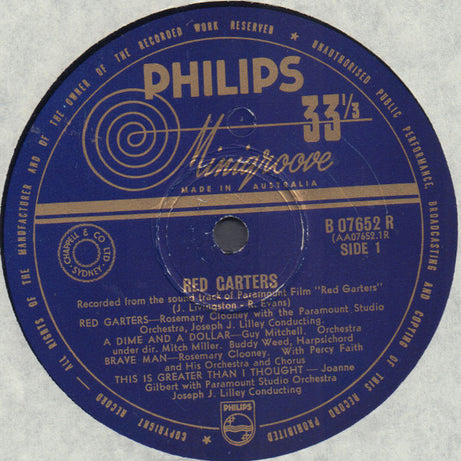 Rosemary Clooney, Guy Mitchell, Joanne Gilbert : Red Garters (10", Mono)