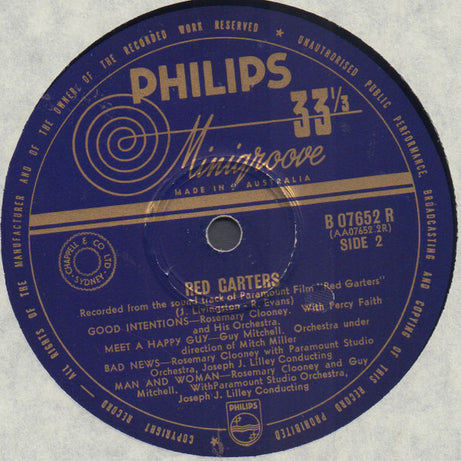 Rosemary Clooney, Guy Mitchell, Joanne Gilbert : Red Garters (10", Mono)
