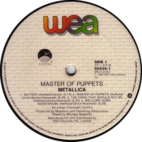 Metallica : Master Of Puppets (LP, Album)
