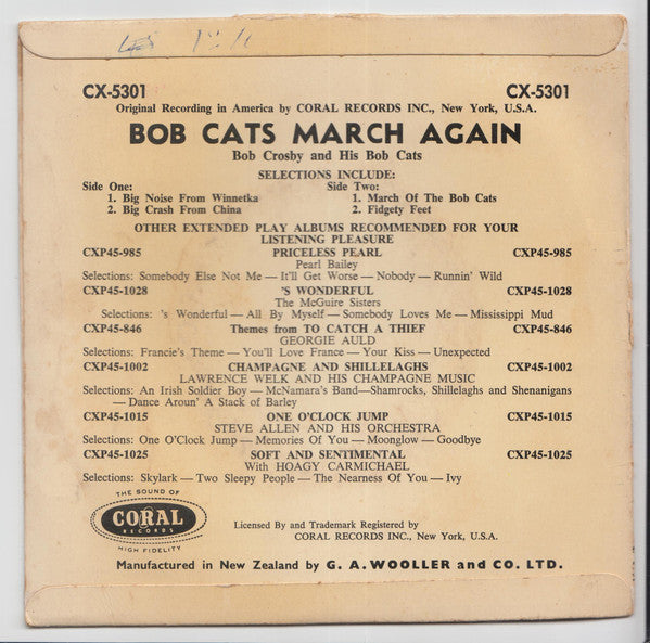 Bob Crosby And The Bob Cats : The Bobcats March Again (7", EP)