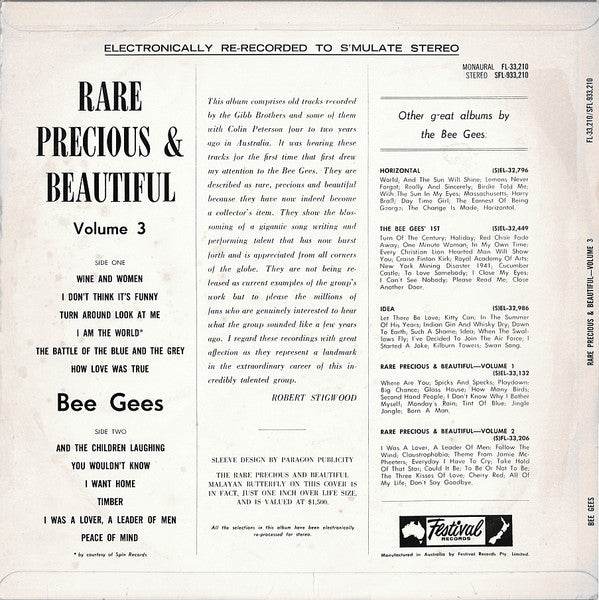 Bee Gees : Rare, Precious & Beautiful Vol.3 (LP, Album, Comp)