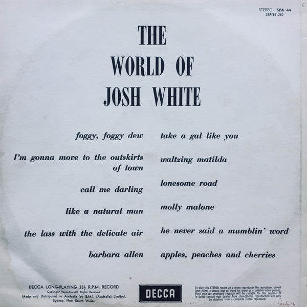 Josh White : The World Of Josh White (LP, Album)