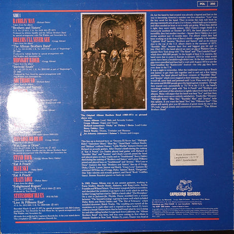 The Allman Brothers Band : The Best Of The Allman Brothers Band (LP, Comp)