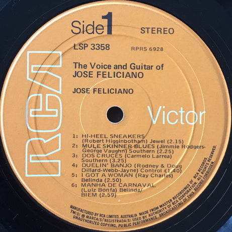 José Feliciano : The Voice And Guitar Of José Feliciano (LP, Album, RE)